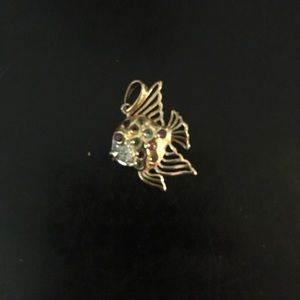 Diamond & Gemstone real GOLD fish pendant